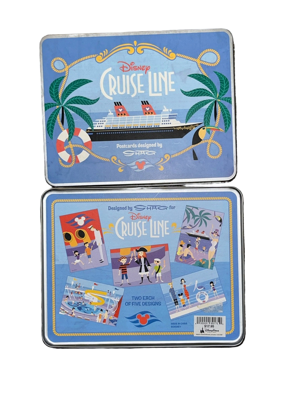 Vintage Disney Cruise Line DCL SHAG Josh Agle 10 Postcards Tin New